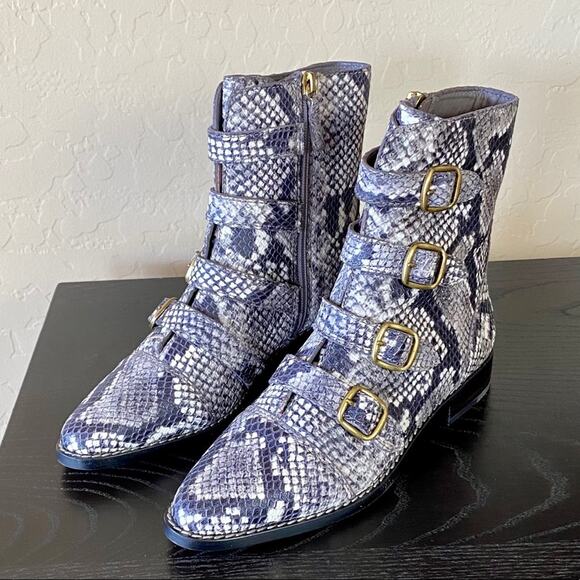 NWB J.Crew Multi-Buckle Boots Snake Leather AE921 - Picture 3 of 12